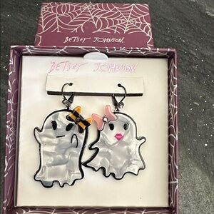 Betsey Johnson Ghost Earrings - White and Black